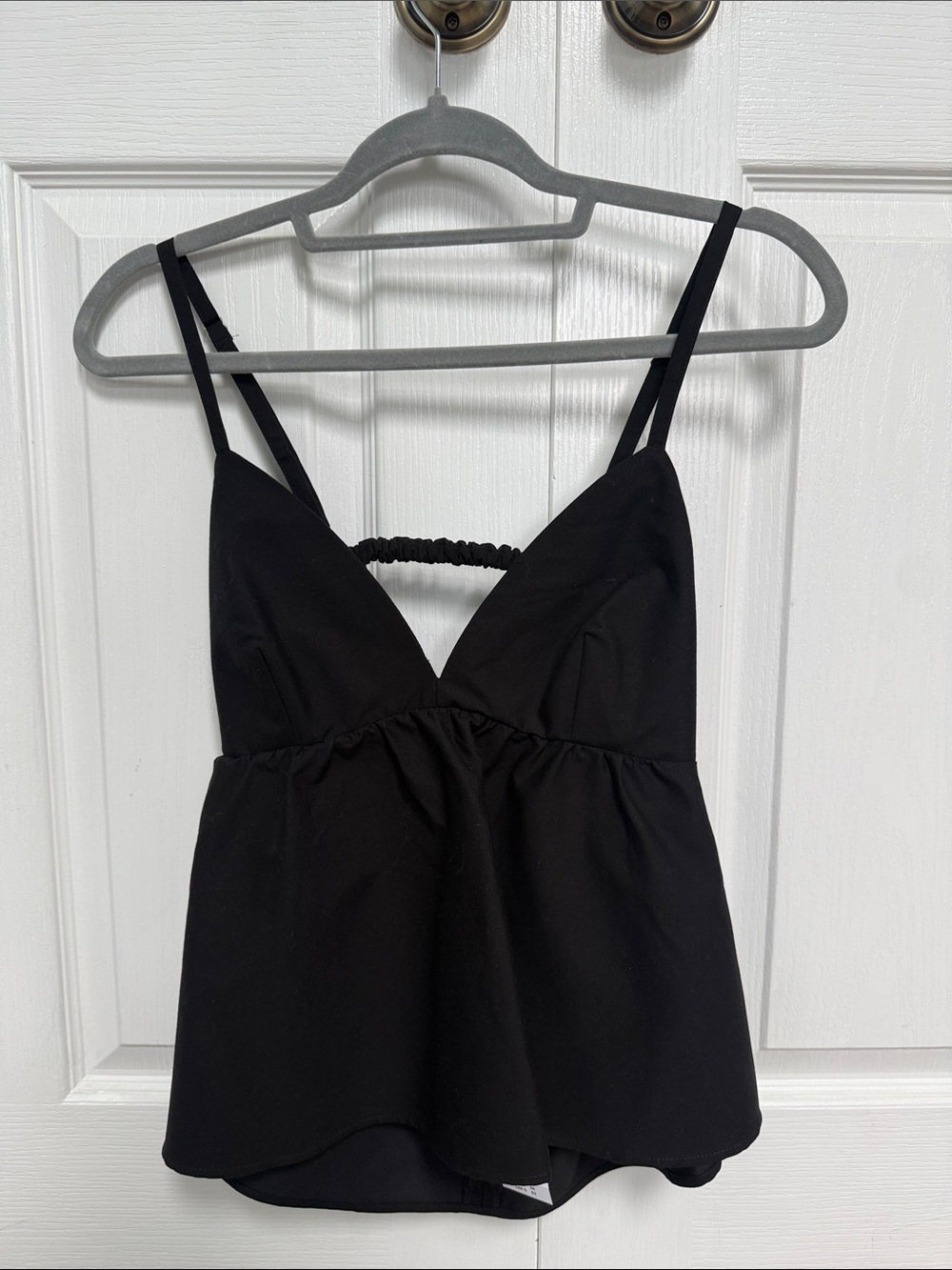 Abercrombie & Fitch Black Spaghetti Strap Peplum Tank